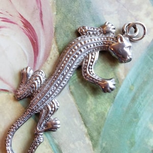 Vintage Sterling Silver Puma Panther Jaguar Pendant Tattoo Statement Piece 1980s