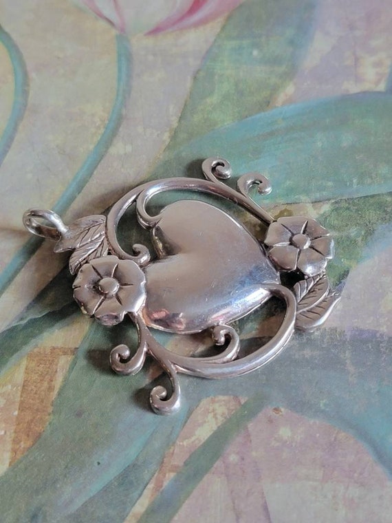 Vintage Jezlaine Sterling Heart with Flowers and … - image 2