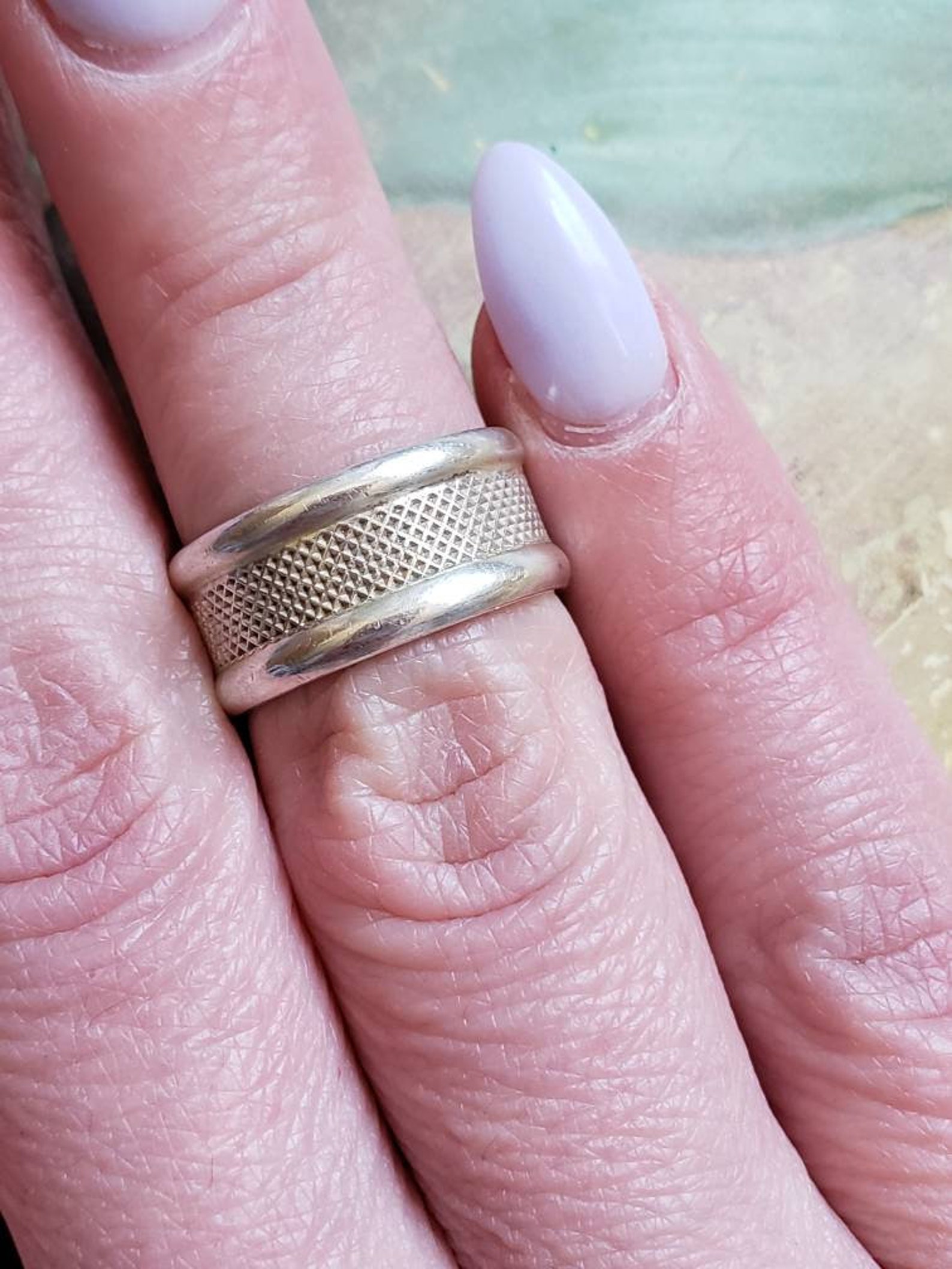 Vintage Sterling Silver Band Ring 1990s Wedding Band 925 Size 8 Made in ...