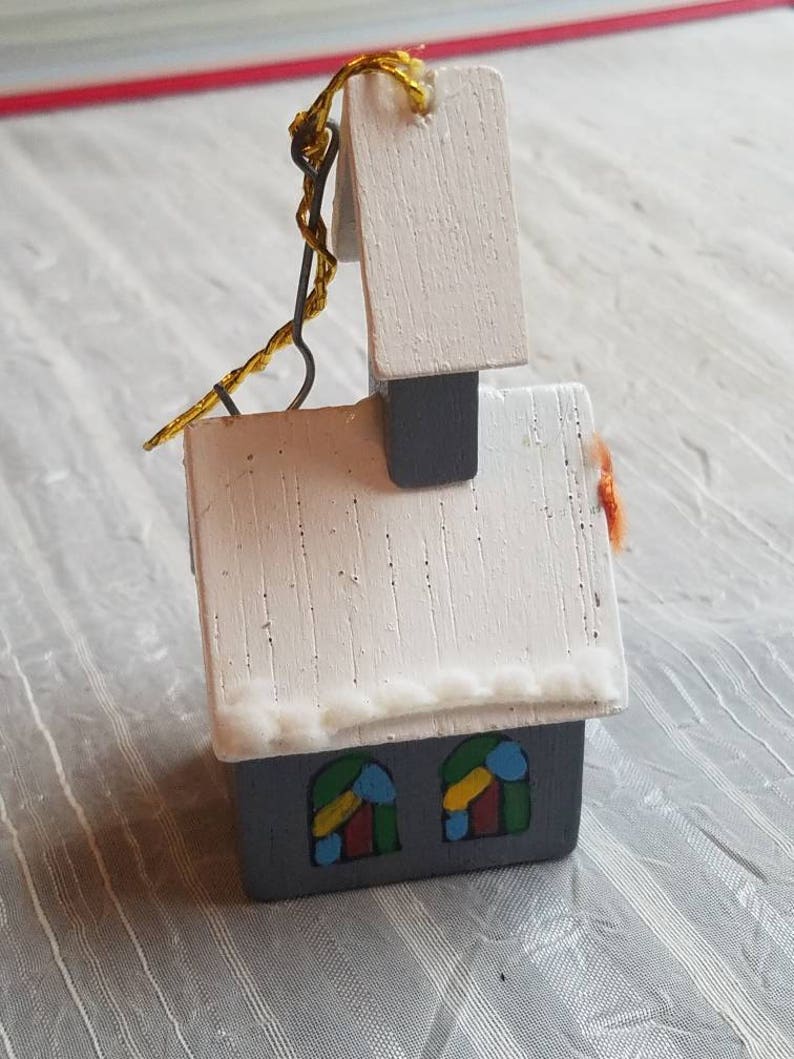 Vintage Kurt S Adler Wooden Church Christmas Ornament Made in the USA