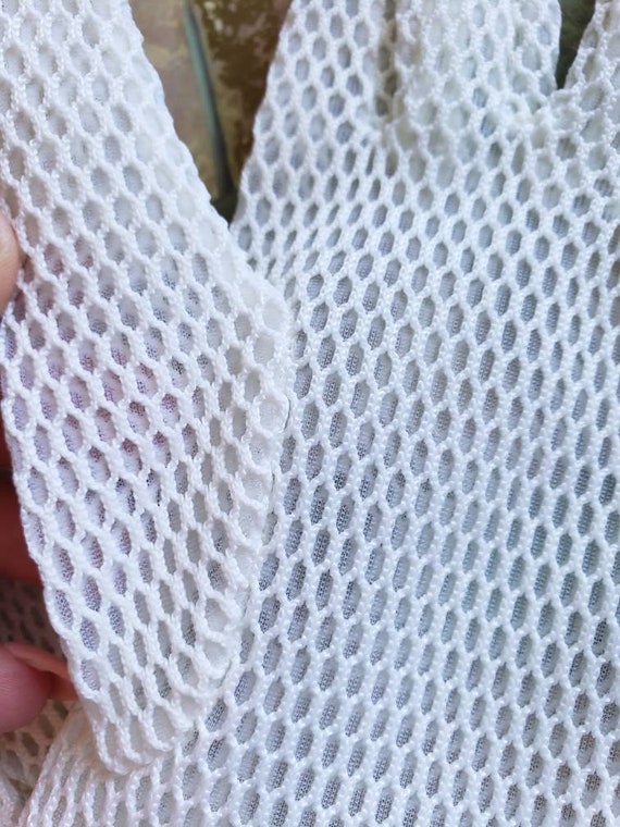 Vintage White Fishnet Mesh Gloves Ladies Retro 19… - image 5