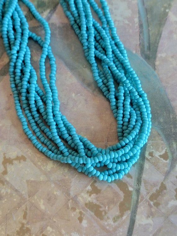 Vintage Sterling Silver and Turquoise Seed Bead N… - image 1