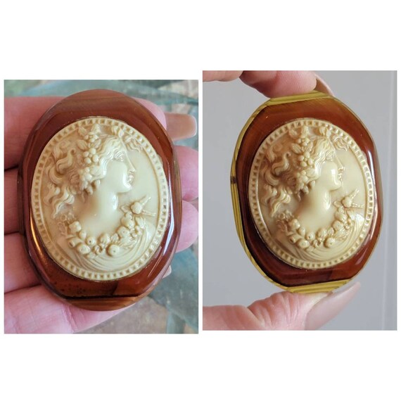 Vintage Bakelite and Celluloid Cameo Pin or Brooc… - image 10