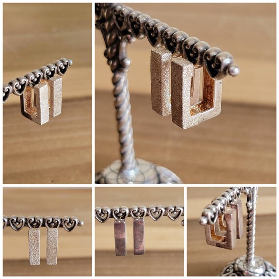Vintage ALF Hinged Textured Rectangular Earrings … - image 9