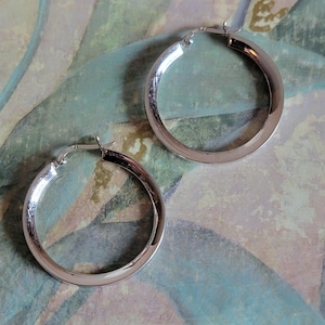 Vintage Sterling Silver Hoop Earrings Pierced Ears