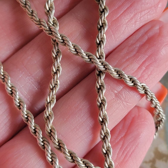 Vintage Sterling Silver Twist Rope Necklace 925 - image 7