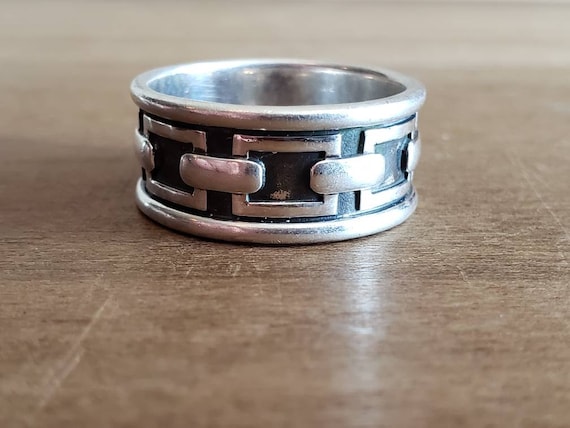 Vintage Sterling Silver Band Ring Size 10 Wedding… - image 1