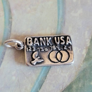 Vintage Sterling Silver Credit Card Charm or Pendant