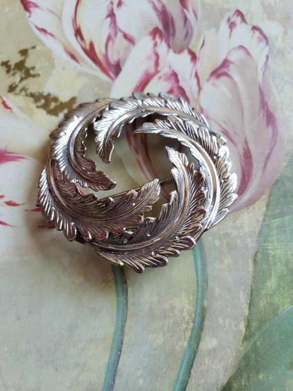 Vintage Beau Sterling Silver Leaf or Feather Wrea… - image 3