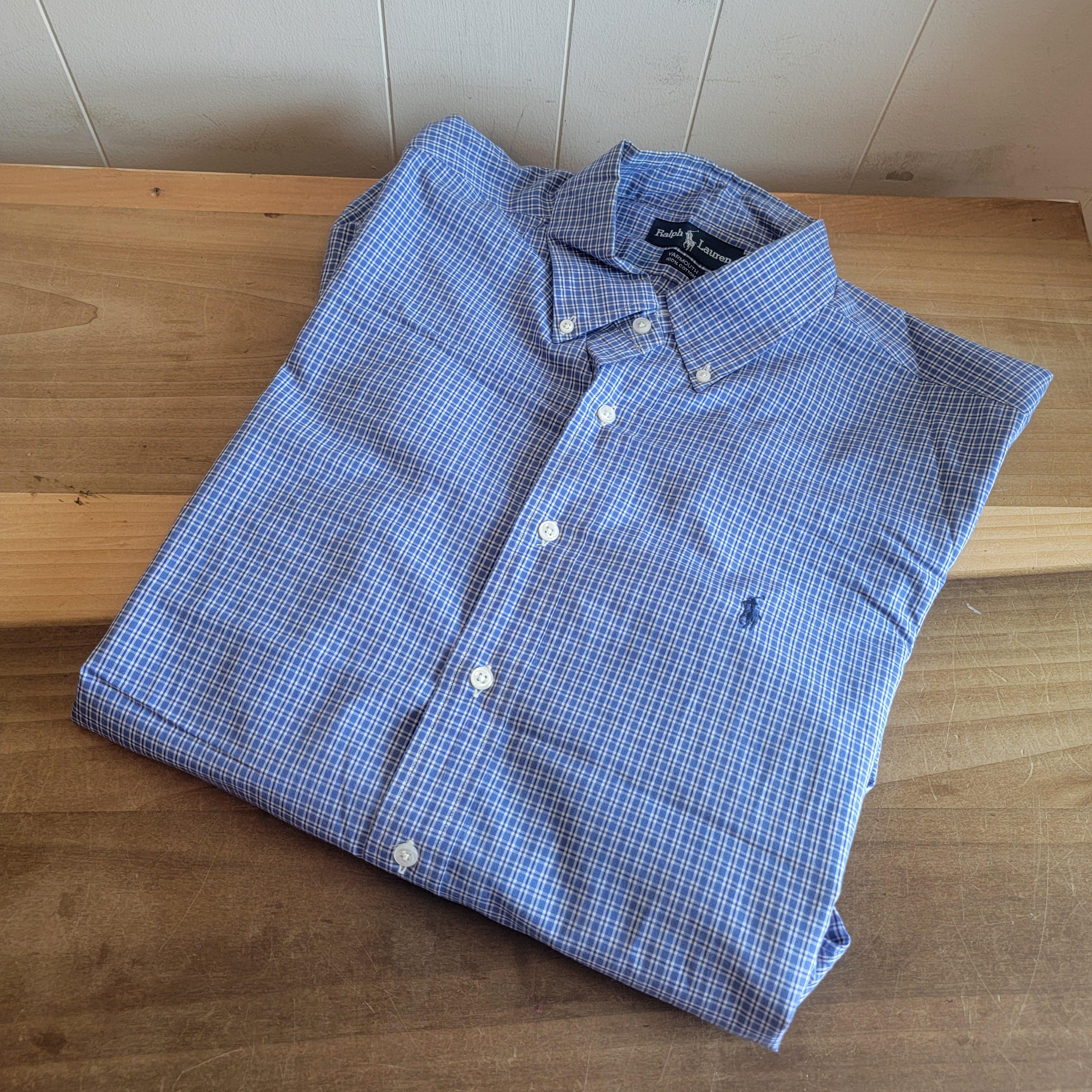 Vintage Polo Ralph Lauren Blue and White Plaid Yarmouth 100