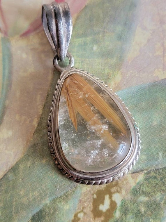 Vintage Sterling Silver and Rutilated Quartz Teard