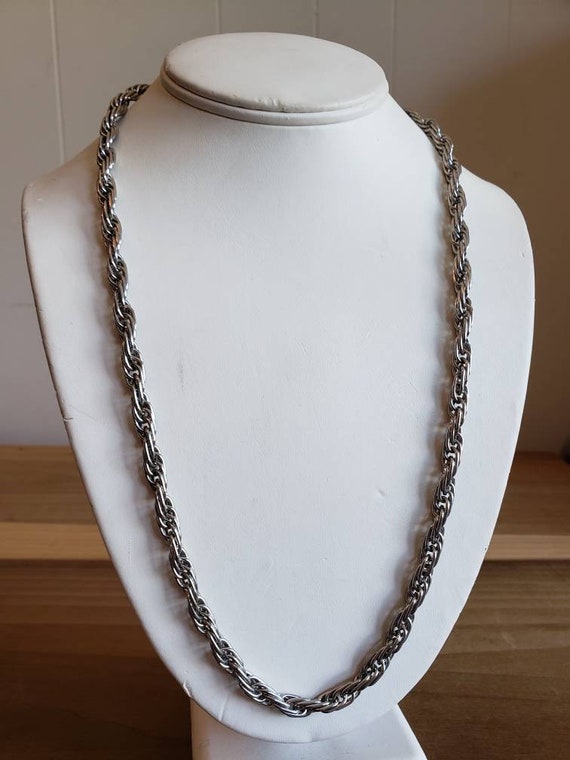 Vintage Whiting and Davis Silver Tone Metal Neckl… - image 3