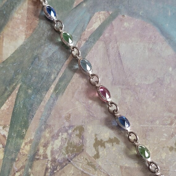 Vintage Sterling Silver and Multicolor Faceted Gl… - image 7