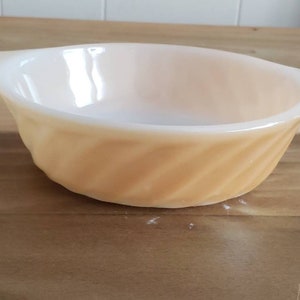 Vintage Fire King Peah Lusterware Small Casserole with Handles 1950s Iridescent Glass Oven Ware Made in the USA Anchor And Hocking