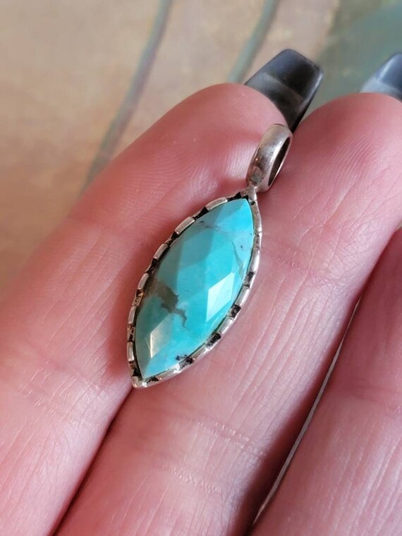Vintage Sterling Silver and Faceted Turquoise Dia… - image 7