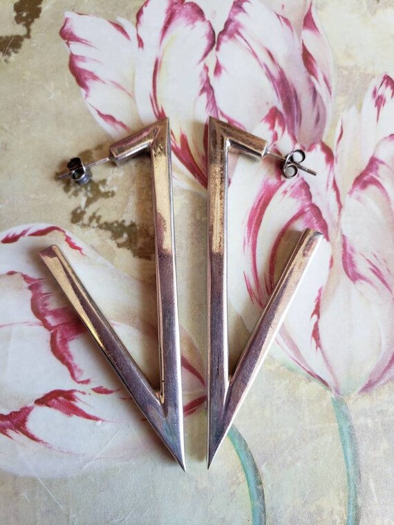 Vintage Sterling Silver Angular Triangular Geomet… - image 6