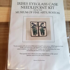 Vintage Dead Stock Museum of Fine Arts Boston Irises Eyeglass Case Needlepoint Kit DIY