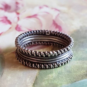 Vintage Sterling Silver 925 Band Ring 1980s Repeating Pattern Wedding ...