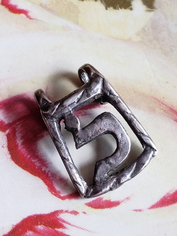 Vintage Hand Made Sterling Silver Pendant Hebrew … - image 1