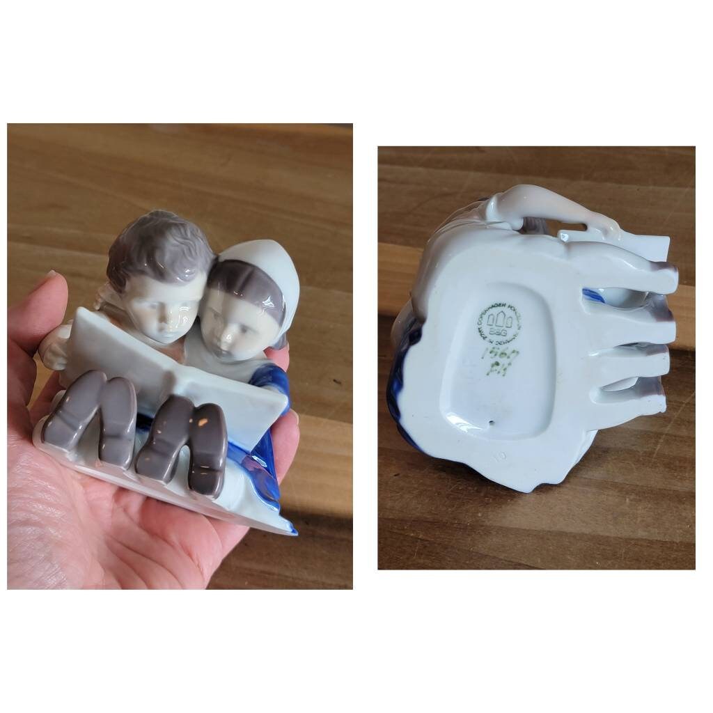 Vintage B&G Copenhagen Porcelain Made in Denmark Children Reading