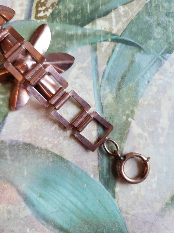 Vintage Copper Daisy Flower Bracelet - image 8