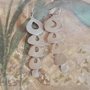 Vintage Signed Jane Diaz Sterling Silver Hinged Statement Earrings 925