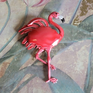 Vintage Hot Pink Flamingo Pin or Brooch Costume Jewelry As Is