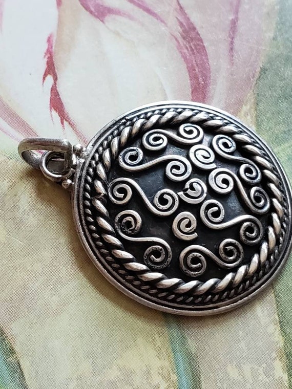 Vintage Sterling Silver Spiral Pendant 925 - image 2