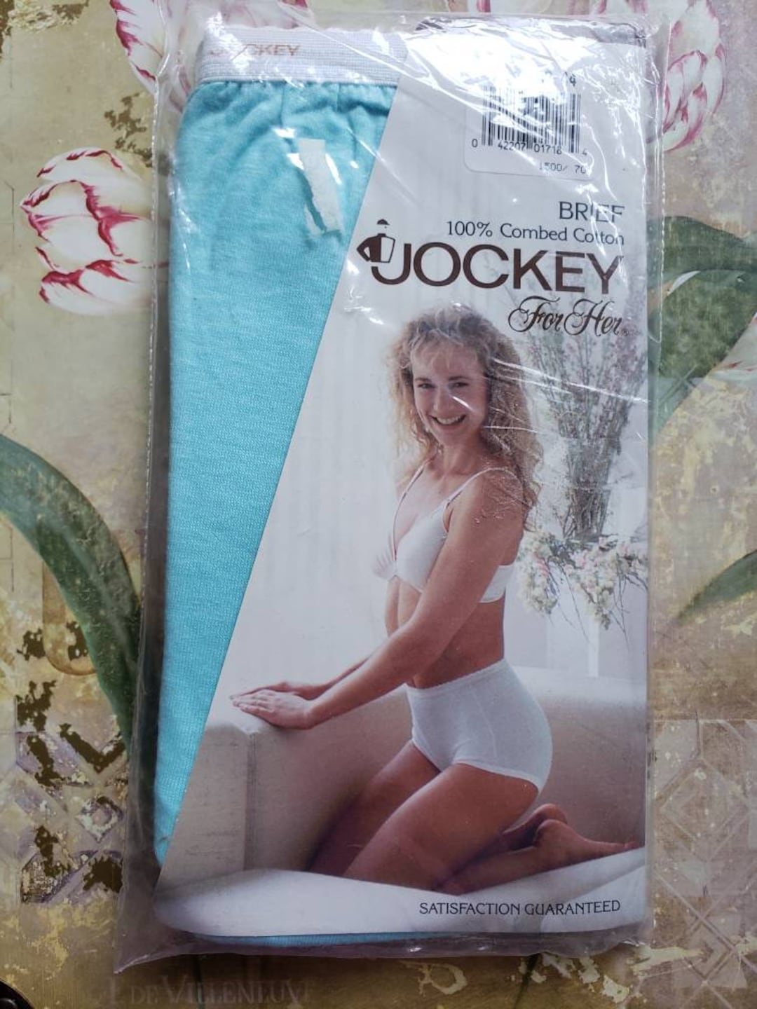 Vintage Dead Stock Never Worn Jockey for Her Aqua Blue Cotton Brief Panties  Size 7 Ladies 1989 