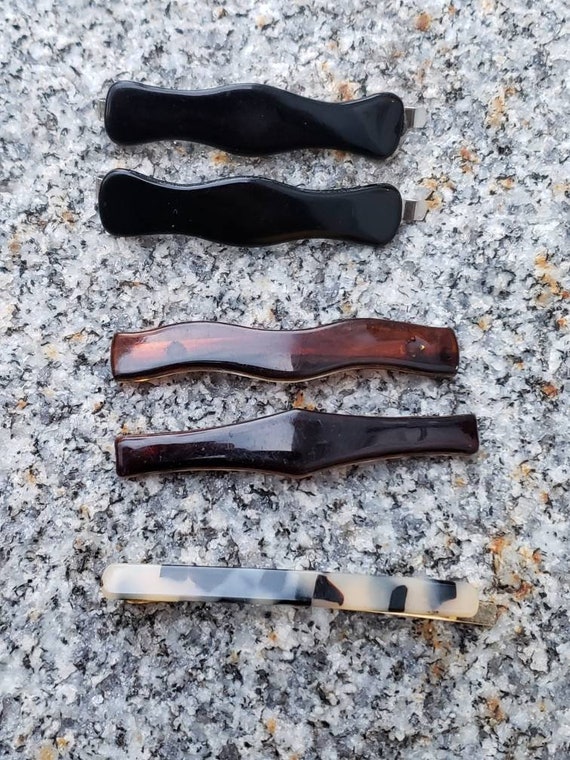 Vintage Lot of 5 Hair Barrettes 1970s and 1980s Fa
