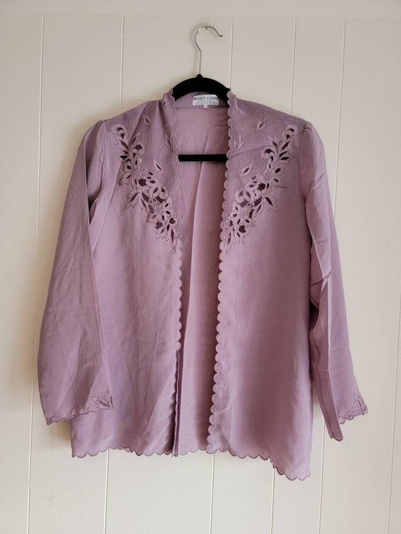 Vintage Lady Lynne Bed Jacket Dark Lilac Size Sma… - image 8