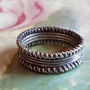 Vintage Sterling Silver 925 Band Ring 1980s Repeating Pattern Wedding ...