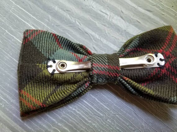 Vintage Shades of Olive Green Clip on Bow Tie Bow… - image 7