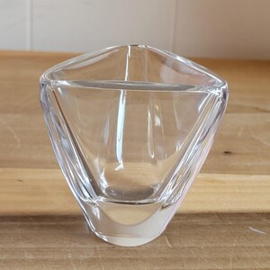 Vintage Val St Lambert Crystal Triangular Votive Candle Holder As Is