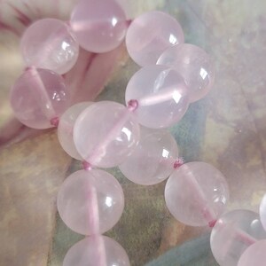 Vintage Rose Quartz Bead Necklace Beaded Necklace Hand Knotted