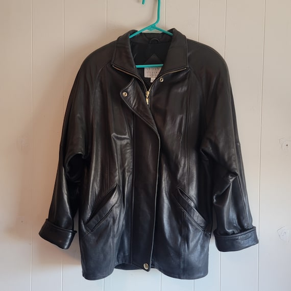 Vintage Valerie Stevens Lamb Leather Black Jacket… - image 1
