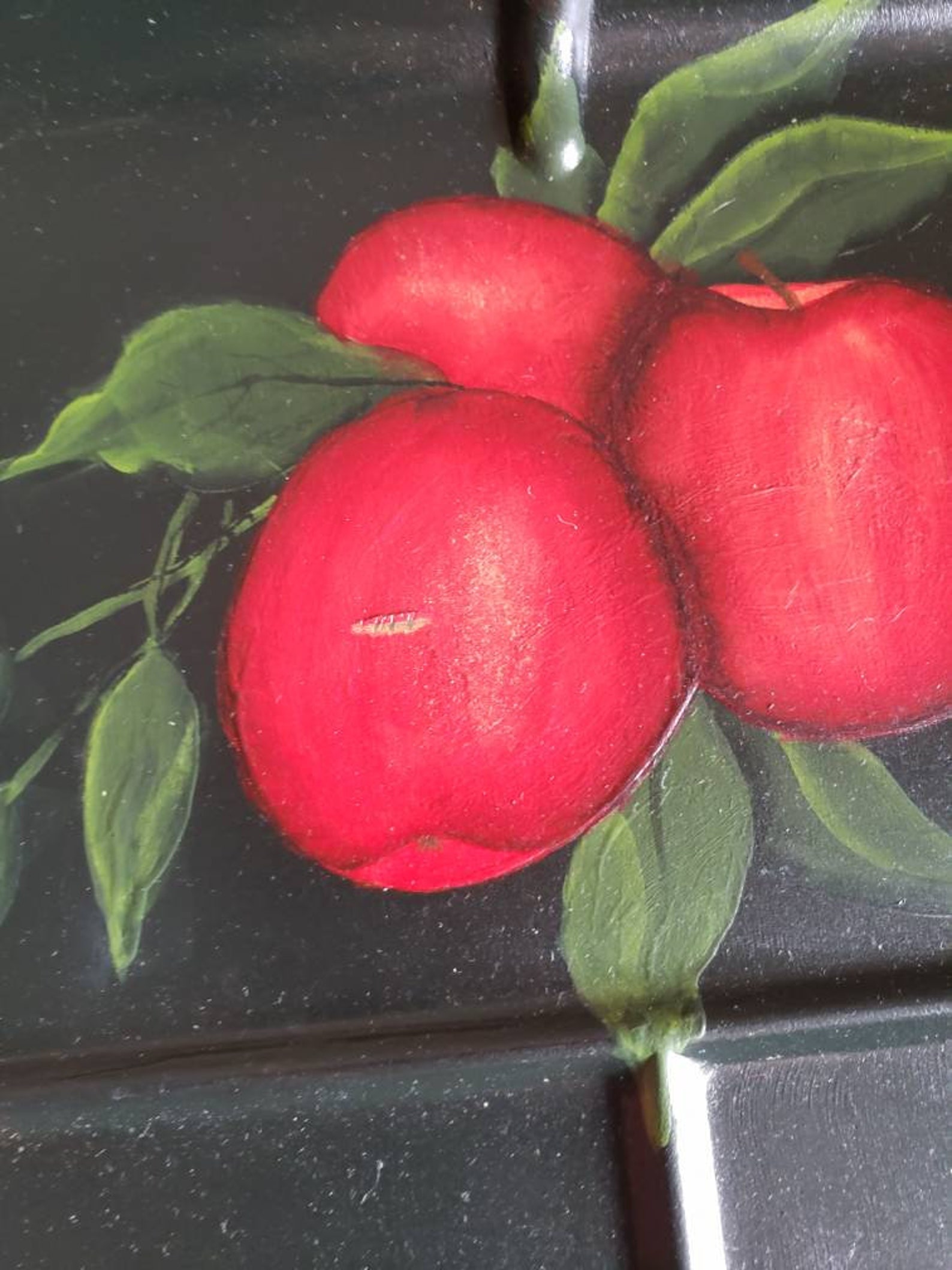 Download Vintage Tole Tray Black with Red Apples 1980s Autumn | Etsy