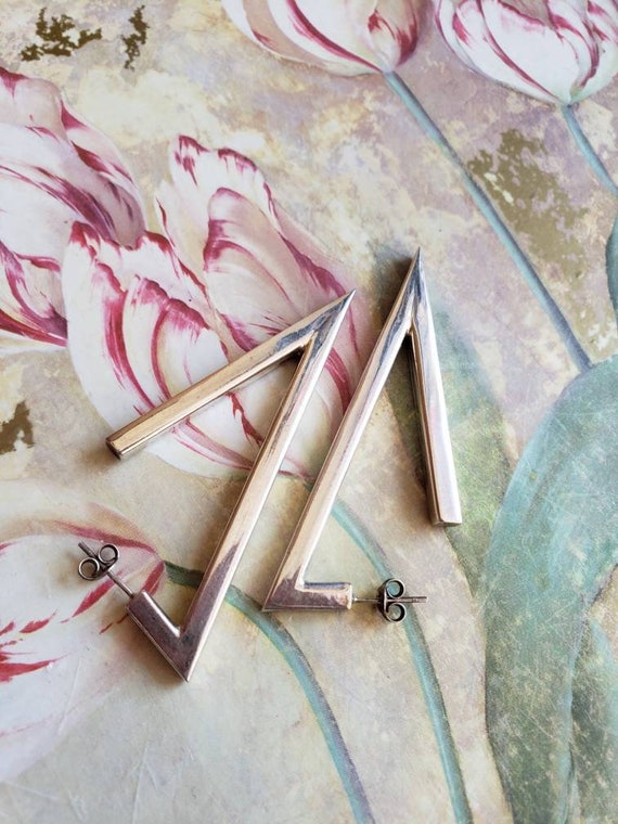 Vintage Sterling Silver Angular Triangular Geomet… - image 4