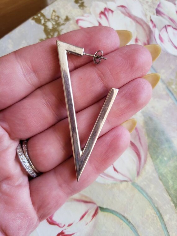 Vintage Sterling Silver Angular Triangular Geomet… - image 8