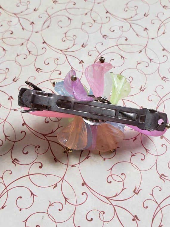 Vintage Spring Time Hair Barrette French Clip Lea… - image 9