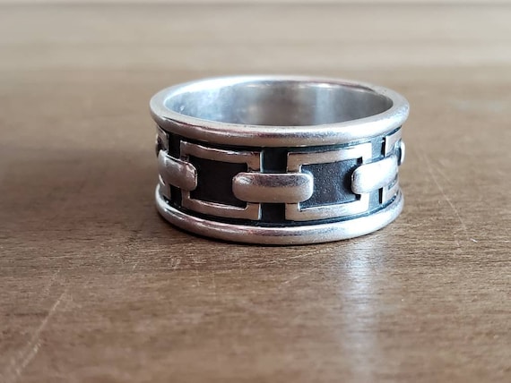 Vintage Sterling Silver Band Ring Size 10 Wedding… - image 2