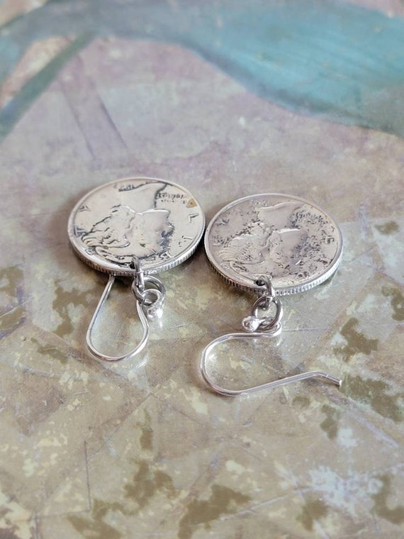 Vintage Sterling Silver Mercury Dime Earrings for… - image 3