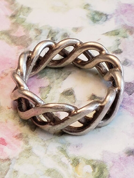Vintage Sterling Silver Celtic Knot Band Ring Uni… - image 8