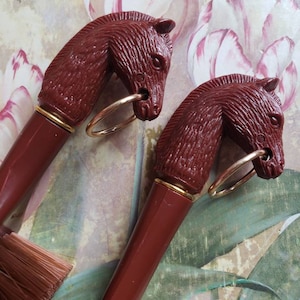 Vintage Brush and Shoehorn Set: Horse Head Design, Made in Japan, 1960s