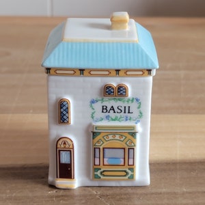 Vintage The Lenox Spice Village Fine Porcelain Spice House Spice Box Basil 1989
