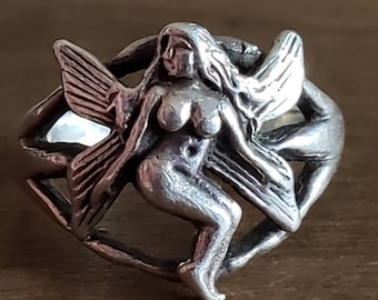 Vintage Sterling Silver Fairy Ring 925 Size 6.25