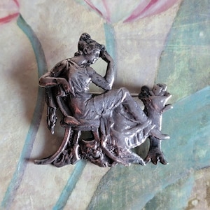 Vintage Sterling Silver Peruzzi Firenze Contemplative Brooch or Pin Italian