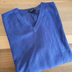 vintage Alfani Bleu Merino Laine Manches Longues V Cou Pull Homme Taille X Large