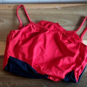 Vintage Jantzen Swimsuit: Red & Black One Piece Bathing Suit, Size 16