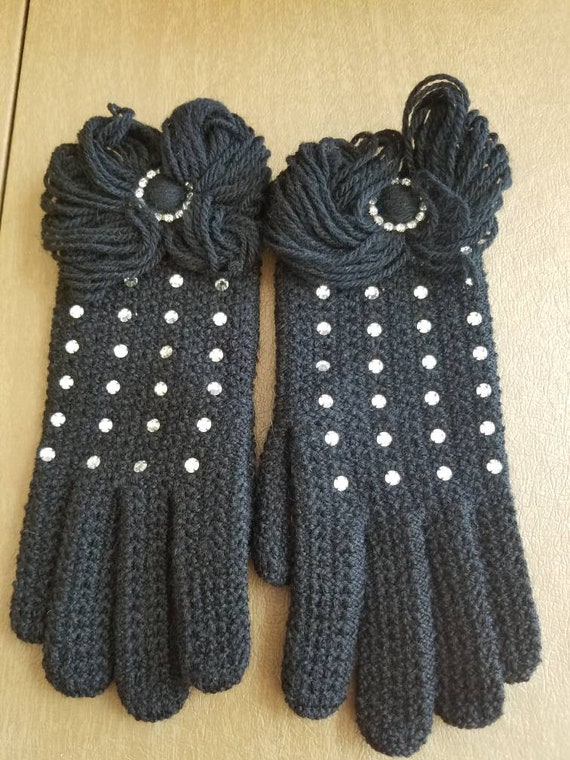 Vintage by Elayne Black Gloves Ladies Retro Clear… - image 7
